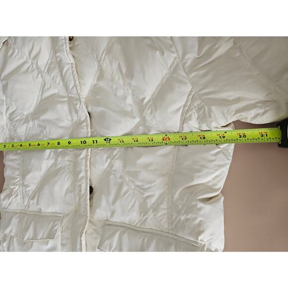 EUC Lands' End  Cream Goose Down Feather Hooded Ski Puffer Jacket S/P 6-8 - Picture 4 of 10